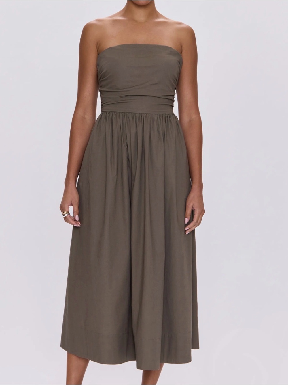 Pistola Florence Strapless Lace-Up Back Stretch Cotton Midi Dress small